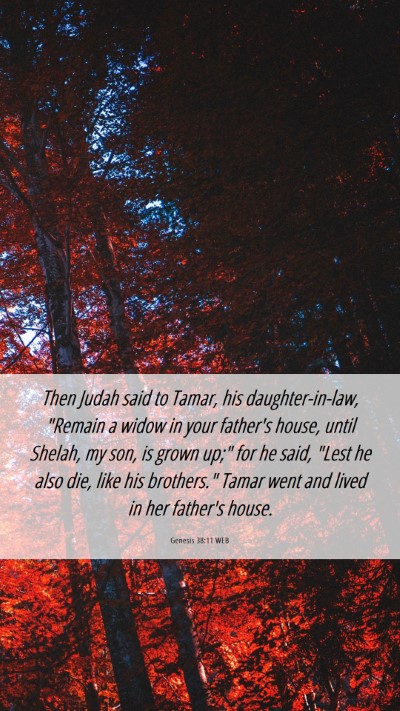 Picture 06 - Genesis 38:11 WEB Mobile Phone Wallpaper - Then Judah said to Tamar, his daughter-in-law, - Mobile Bible Verse Wallpaper