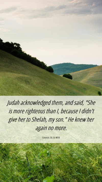 Picture 06 - Genesis 38:26 WEB Mobile Phone Wallpaper - Judah acknowledged them, and said, 
