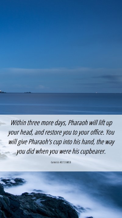 Picture 06 - Genesis 40:13 WEB Mobile Phone Wallpaper - Within three more days, Pharaoh will lift up your - Mobile Bible Verse Wallpaper