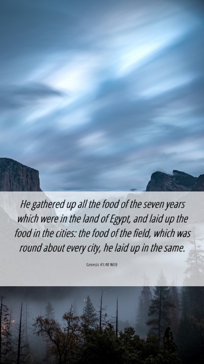 Picture 06 - Genesis 41:48 WEB Mobile Phone Wallpaper - He gathered up all the food of the seven years - Mobile Bible Verse Wallpaper