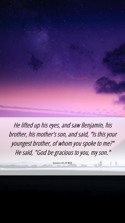 Picture 06 - Genesis 43:29 WEB Mobile Phone Wallpaper - He lifted up his eyes, and saw Benjamin, his - Mobile Bible Verse Wallpaper