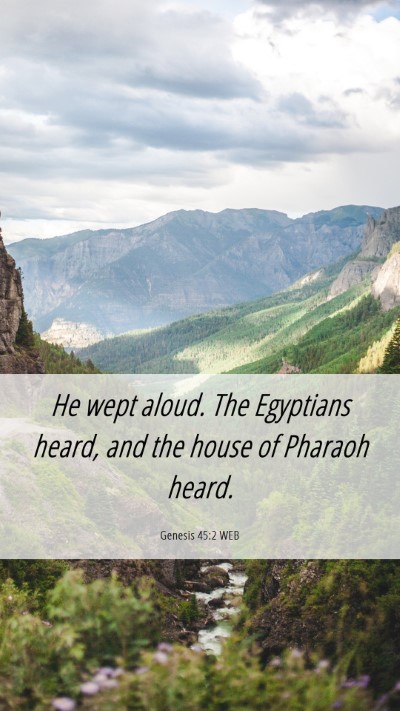 Picture 06 - Genesis 45:2 WEB Mobile Phone Wallpaper - He wept aloud. The Egyptians heard, and the house - Mobile Bible Verse Wallpaper