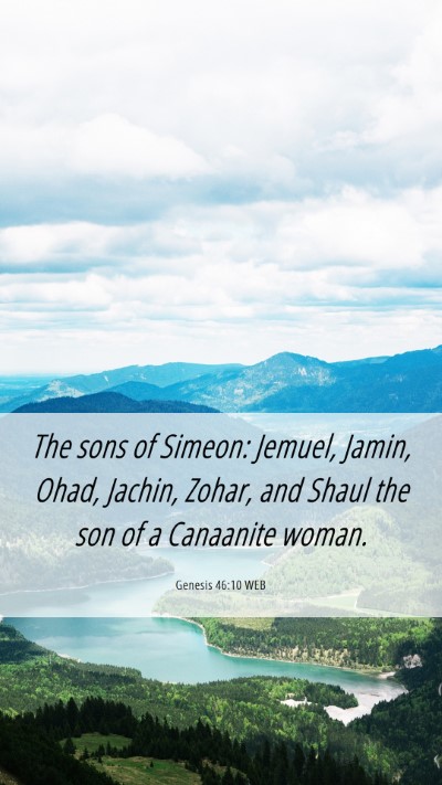 Picture 06 - Genesis 46:10 WEB Mobile Phone Wallpaper - The sons of Simeon: Jemuel, Jamin, Ohad, Jachin, - Mobile Bible Verse Wallpaper