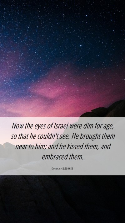 Picture 06 - Genesis 48:10 WEB Mobile Phone Wallpaper - Now the eyes of Israel were dim for age, so that - Mobile Bible Verse Wallpaper