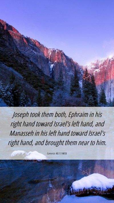 Picture 06 - Genesis 48:13 WEB Mobile Phone Wallpaper - Joseph took them both, Ephraim in his right hand - Mobile Bible Verse Wallpaper