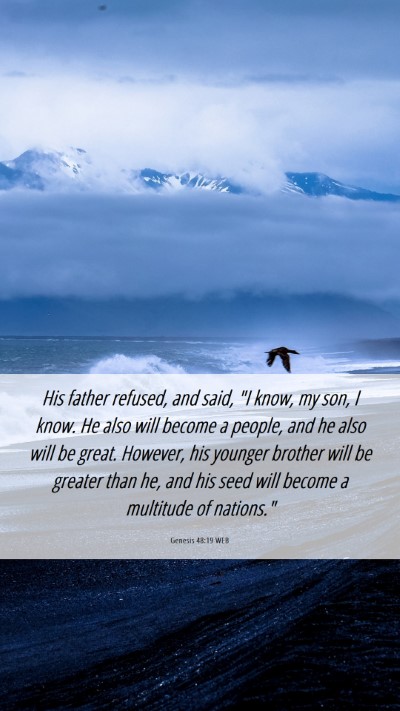 Picture 06 - Genesis 48:19 WEB Mobile Phone Wallpaper - His father refused, and said, 