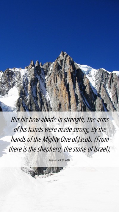 Picture 06 - Genesis 49:24 WEB Mobile Phone Wallpaper - But his bow abode in strength, The arms of his - Mobile Bible Verse Wallpaper