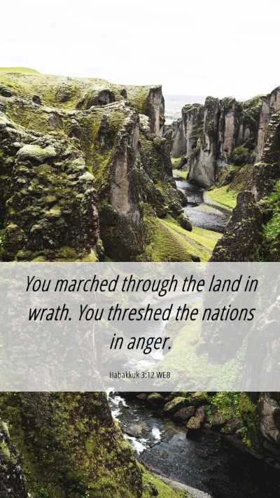 Picture 06 - Habakkuk 3:12 WEB Mobile Phone Wallpaper - You marched through the land in wrath. You - Mobile Bible Verse Wallpaper