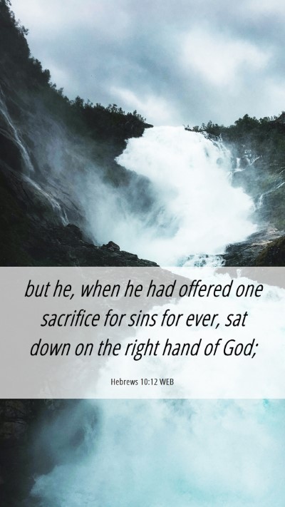 Picture 06 - Hebrews 10:12 WEB Mobile Phone Wallpaper - but he, when he had offered one sacrifice for - Mobile Bible Verse Wallpaper