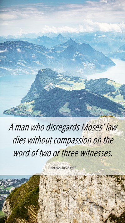 Picture 06 - Hebrews 10:28 WEB Mobile Phone Wallpaper - A man who disregards Moses' law dies without - Mobile Bible Verse Wallpaper