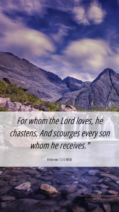 Picture 06 - Hebrews 12:6 WEB Mobile Phone Wallpaper - For whom the Lord loves, he chastens, And - Mobile Bible Verse Wallpaper