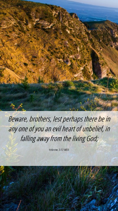 Picture 06 - Hebrews 3:12 WEB Mobile Phone Wallpaper - Beware, brothers, lest perhaps there be in any - Mobile Bible Verse Wallpaper