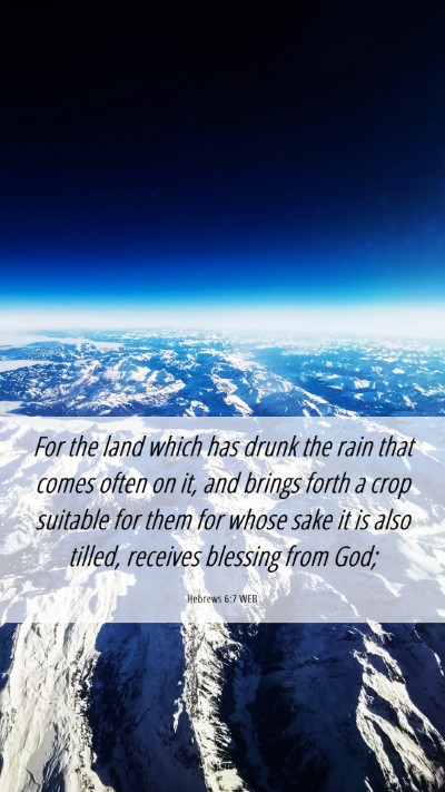 Picture 06 - Hebrews 6:7 WEB Mobile Phone Wallpaper - For the land which has drunk the rain that comes - Mobile Bible Verse Wallpaper