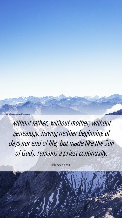 Picture 06 - Hebrews 7:3 WEB Mobile Phone Wallpaper - without father, without mother, without - Mobile Bible Verse Wallpaper