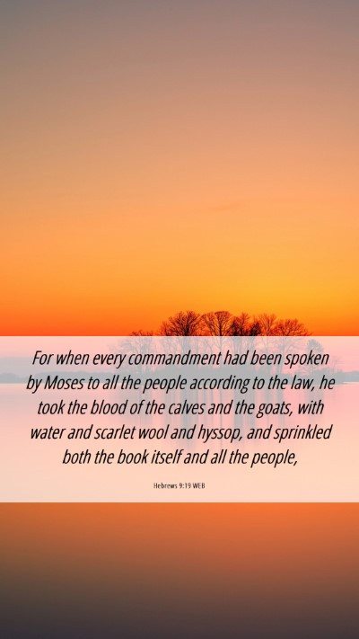 Picture 06 - Hebrews 9:19 WEB Mobile Phone Wallpaper - For when every commandment had been spoken by - Mobile Bible Verse Wallpaper