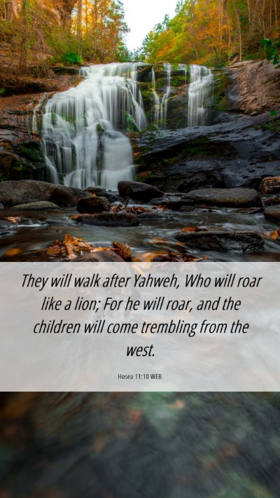 Picture 06 - Hosea 11:10 WEB Mobile Phone Wallpaper - They will walk after Yahweh, Who will roar like a - Mobile Bible Verse Wallpaper