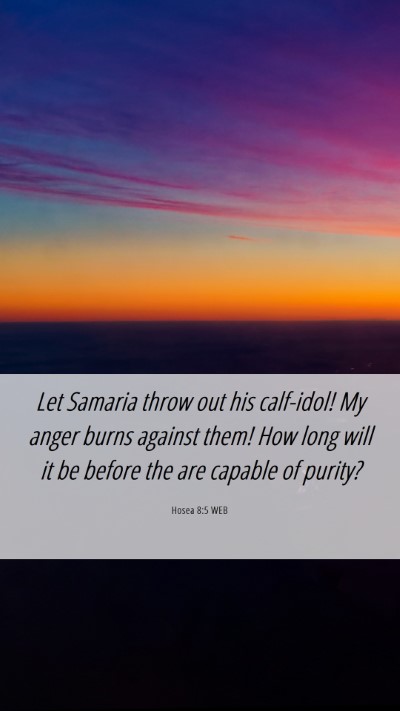 Picture 06 - Hosea 8:5 WEB Mobile Phone Wallpaper - Let Samaria throw out his calf-idol! My anger - Mobile Bible Verse Wallpaper