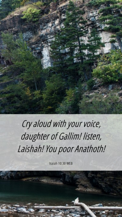 Picture 06 - Isaiah 10:30 WEB Mobile Phone Wallpaper - Cry aloud with your voice, daughter of Gallim! - Mobile Bible Verse Wallpaper