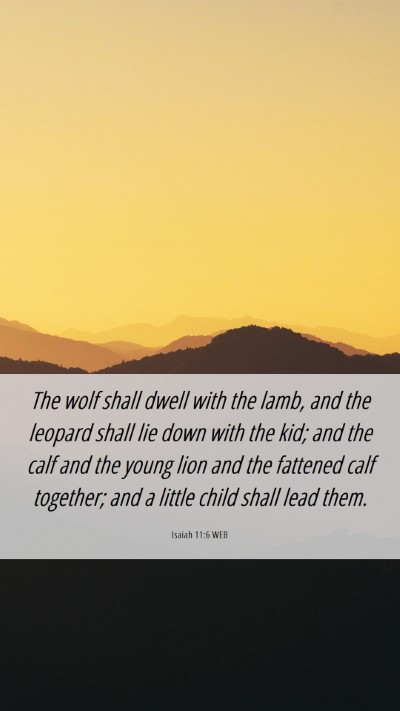 Picture 06 - Isaiah 11:6 WEB Mobile Phone Wallpaper - The wolf shall dwell with the lamb, and the - Mobile Bible Verse Wallpaper
