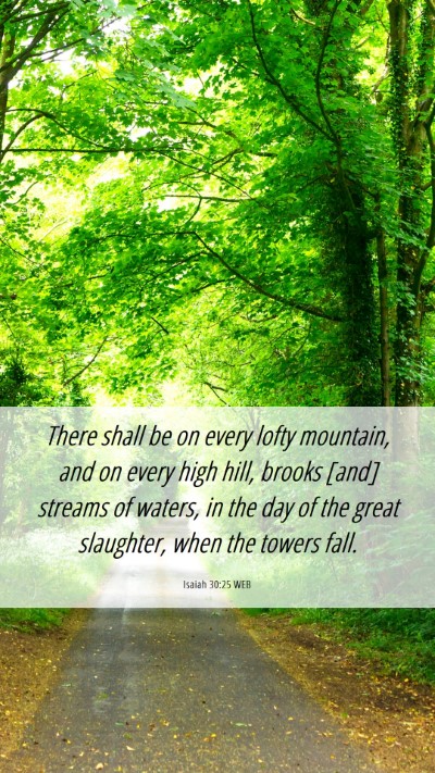 Picture 06 - Isaiah 30:25 WEB Mobile Phone Wallpaper - There shall be on every lofty mountain, and on - Mobile Bible Verse Wallpaper