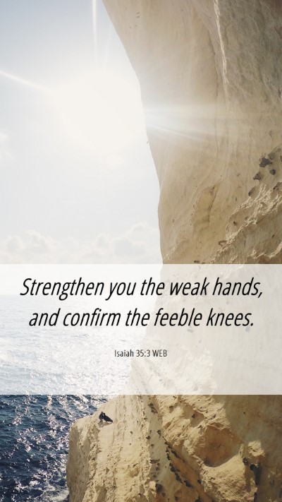 Picture 06 - Isaiah 35:3 WEB Mobile Phone Wallpaper - Strengthen you the weak hands, and confirm the - Mobile Bible Verse Wallpaper