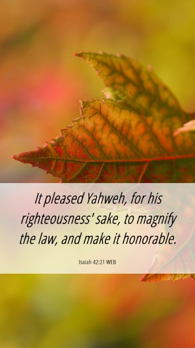 Picture 06 - Isaiah 42:21 WEB Mobile Phone Wallpaper - It pleased Yahweh, for his righteousness' sake, - Mobile Bible Verse Wallpaper