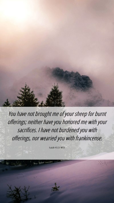 Picture 06 - Isaiah 43:23 WEB Mobile Phone Wallpaper - You have not brought me of your sheep for burnt - Mobile Bible Verse Wallpaper