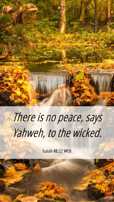 Picture 06 - Isaiah 48:22 WEB Mobile Phone Wallpaper - There is no peace, says Yahweh, to the - Mobile Bible Verse Wallpaper