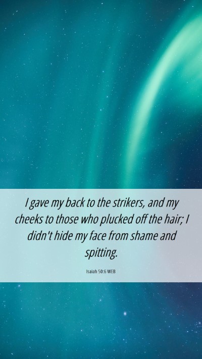 Picture 06 - Isaiah 50:6 WEB Mobile Phone Wallpaper - I gave my back to the strikers, and my cheeks to - Mobile Bible Verse Wallpaper