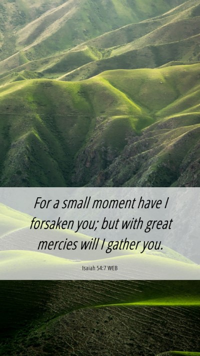 Picture 06 - Isaiah 54:7 WEB Mobile Phone Wallpaper - For a small moment have I forsaken you; but with - Mobile Bible Verse Wallpaper