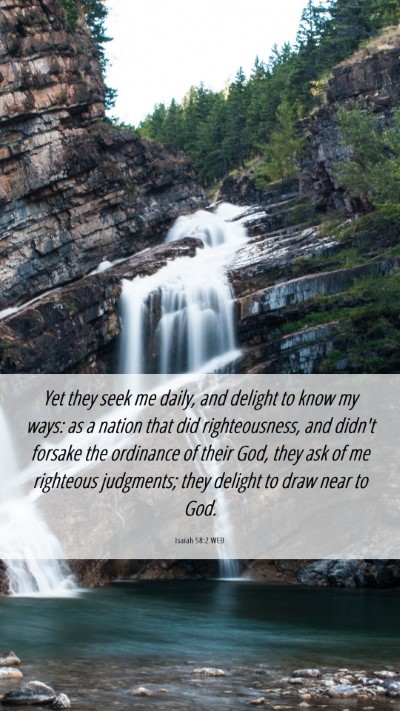 Picture 06 - Isaiah 58:2 WEB Mobile Phone Wallpaper - Yet they seek me daily, and delight to know my - Mobile Bible Verse Wallpaper