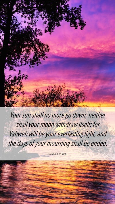 Picture 06 - Isaiah 60:20 WEB Mobile Phone Wallpaper - Your sun shall no more go down, neither shall - Mobile Bible Verse Wallpaper