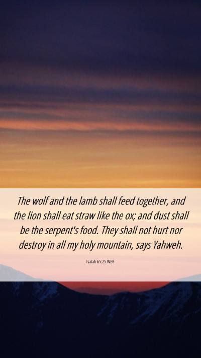 Picture 06 - Isaiah 65:25 WEB Mobile Phone Wallpaper - The wolf and the lamb shall feed together, and - Mobile Bible Verse Wallpaper