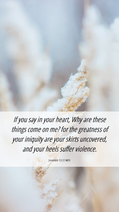 Picture 06 - Jeremiah 13:22 WEB Mobile Phone Wallpaper - If you say in your heart, Why are these things - Mobile Bible Verse Wallpaper