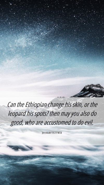 Picture 06 - Jeremiah 13:23 WEB Mobile Phone Wallpaper - Can the Ethiopian change his skin, or the leopard - Mobile Bible Verse Wallpaper