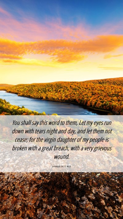 Picture 06 - Jeremiah 14:17 WEB Mobile Phone Wallpaper - You shall say this word to them, Let my eyes run - Mobile Bible Verse Wallpaper