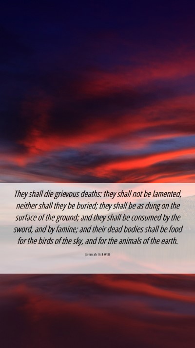 Picture 06 - Jeremiah 16:4 WEB Mobile Phone Wallpaper - They shall die grievous deaths: they shall not be - Mobile Bible Verse Wallpaper