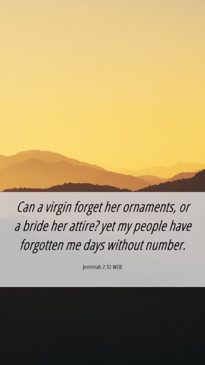 Picture 06 - Jeremiah 2:32 WEB Mobile Phone Wallpaper - Can a virgin forget her ornaments, or a bride her - Mobile Bible Verse Wallpaper