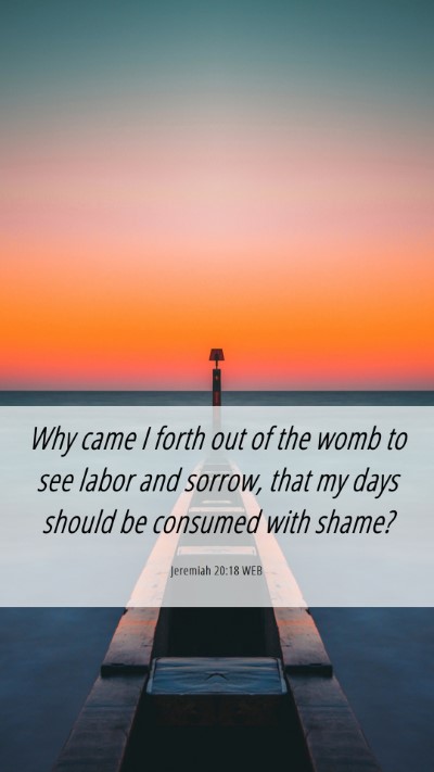 Picture 06 - Jeremiah 20:18 WEB Mobile Phone Wallpaper - Why came I forth out of the womb to see labor and - Mobile Bible Verse Wallpaper