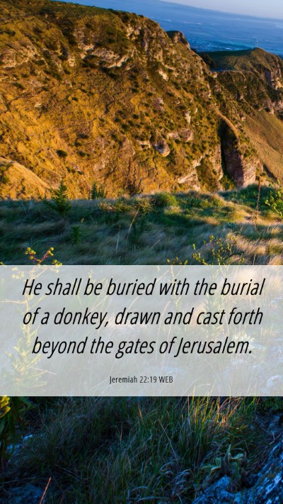 Picture 06 - Jeremiah 22:19 WEB Mobile Phone Wallpaper - He shall be buried with the burial of a donkey, - Mobile Bible Verse Wallpaper