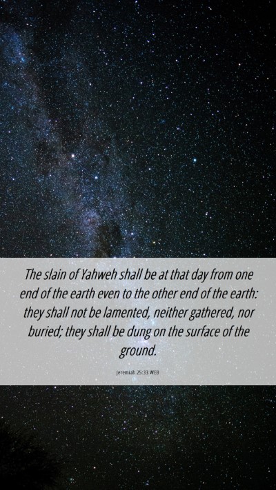 Picture 06 - Jeremiah 25:33 WEB Mobile Phone Wallpaper - The slain of Yahweh shall be at that day from one - Mobile Bible Verse Wallpaper