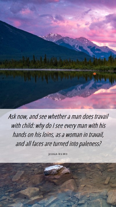 Picture 06 - Jeremiah 30:6 WEB Mobile Phone Wallpaper - Ask now, and see whether a man does travail with - Mobile Bible Verse Wallpaper