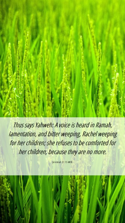Picture 06 - Jeremiah 31:15 WEB Mobile Phone Wallpaper - Thus says Yahweh: A voice is heard in Ramah, - Mobile Bible Verse Wallpaper
