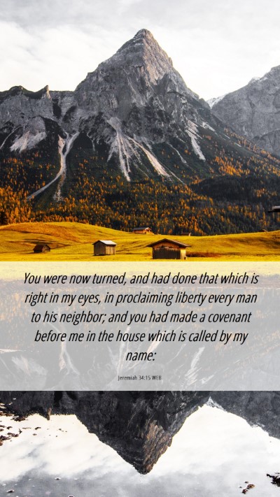 Picture 06 - Jeremiah 34:15 WEB Mobile Phone Wallpaper - You were now turned, and had done that which is - Mobile Bible Verse Wallpaper