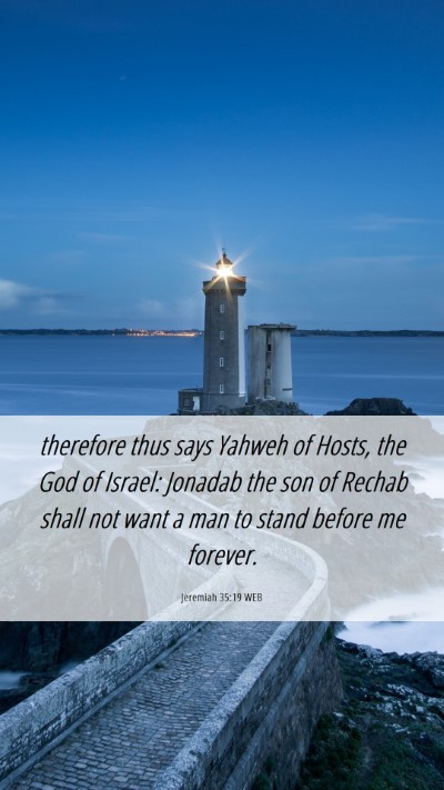 Picture 06 - Jeremiah 35:19 WEB Mobile Phone Wallpaper - therefore thus says Yahweh of Hosts, the God of - Mobile Bible Verse Wallpaper