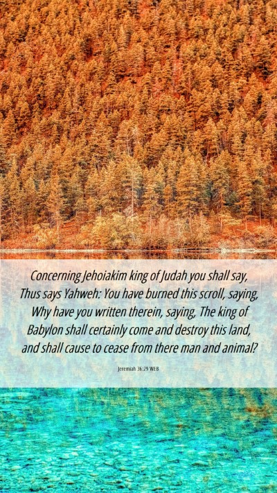 Picture 06 - Jeremiah 36:29 WEB Mobile Phone Wallpaper - Concerning Jehoiakim king of Judah you shall say, - Mobile Bible Verse Wallpaper