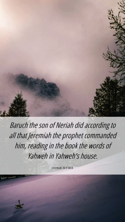 Picture 06 - Jeremiah 36:8 WEB Mobile Phone Wallpaper - Baruch the son of Neriah did according to all - Mobile Bible Verse Wallpaper