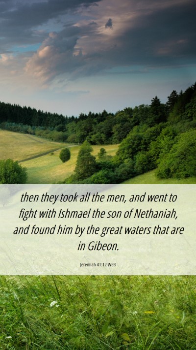 Picture 06 - Jeremiah 41:12 WEB Mobile Phone Wallpaper - then they took all the men, and went to fight - Mobile Bible Verse Wallpaper