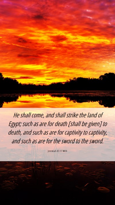 Picture 06 - Jeremiah 43:11 WEB Mobile Phone Wallpaper - He shall come, and shall strike the land of - Mobile Bible Verse Wallpaper