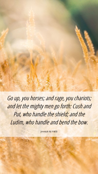 Picture 06 - Jeremiah 46:9 WEB Mobile Phone Wallpaper - Go up, you horses; and rage, you chariots; and - Mobile Bible Verse Wallpaper
